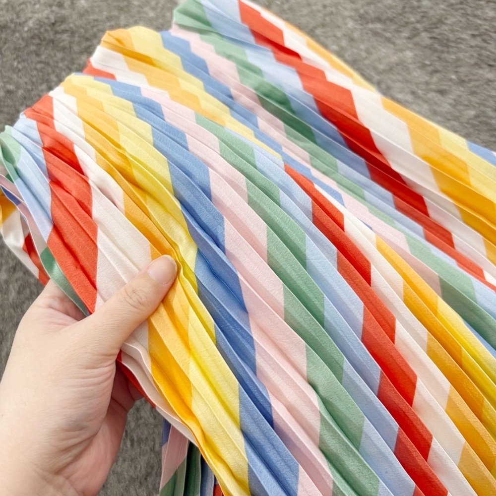LuLaRoe Lola Rainbow Colorful Striped Pleated Skirt 2XL - Picture 7 of 10
